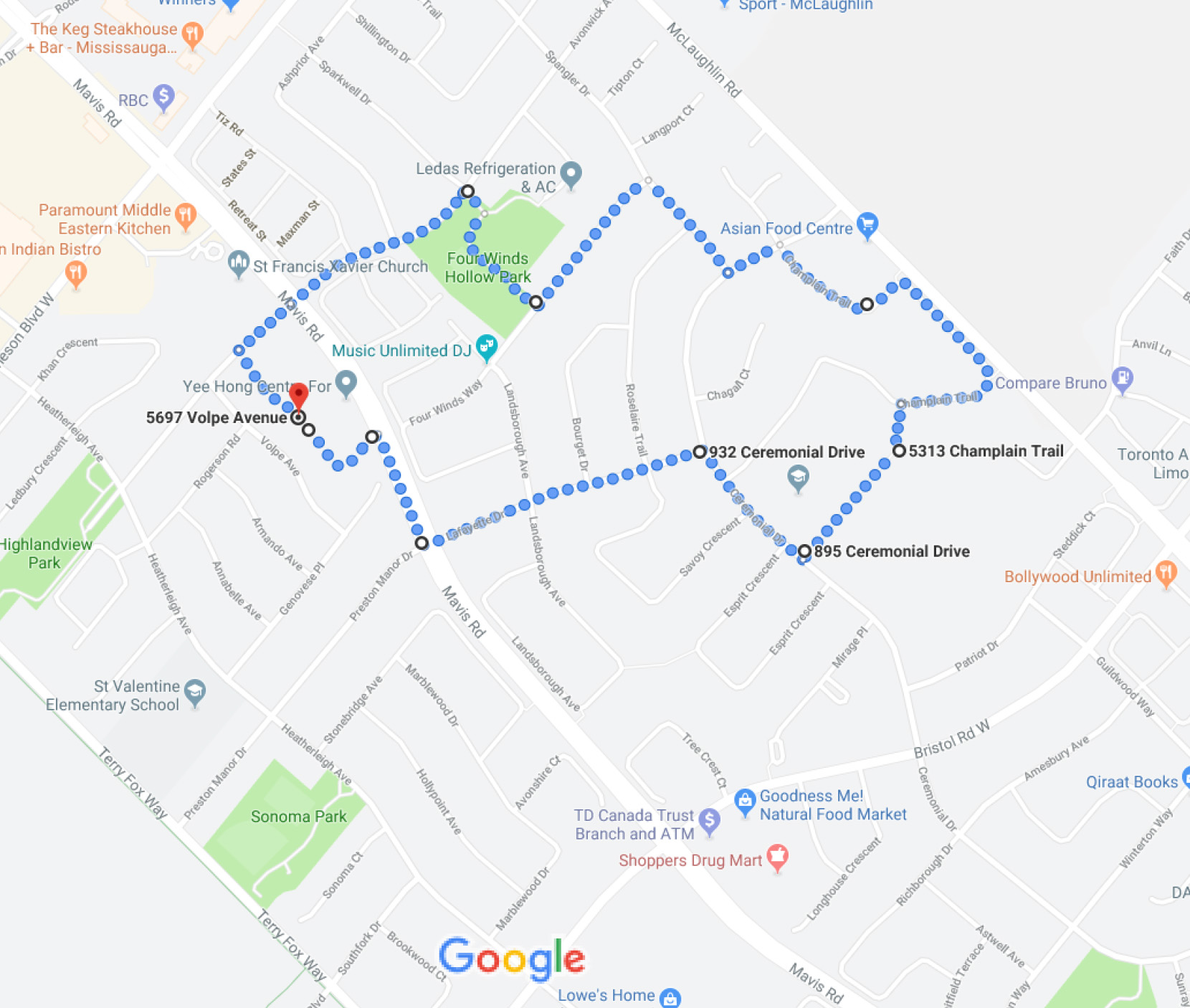 Earth Walk Route 2018 Mississauga