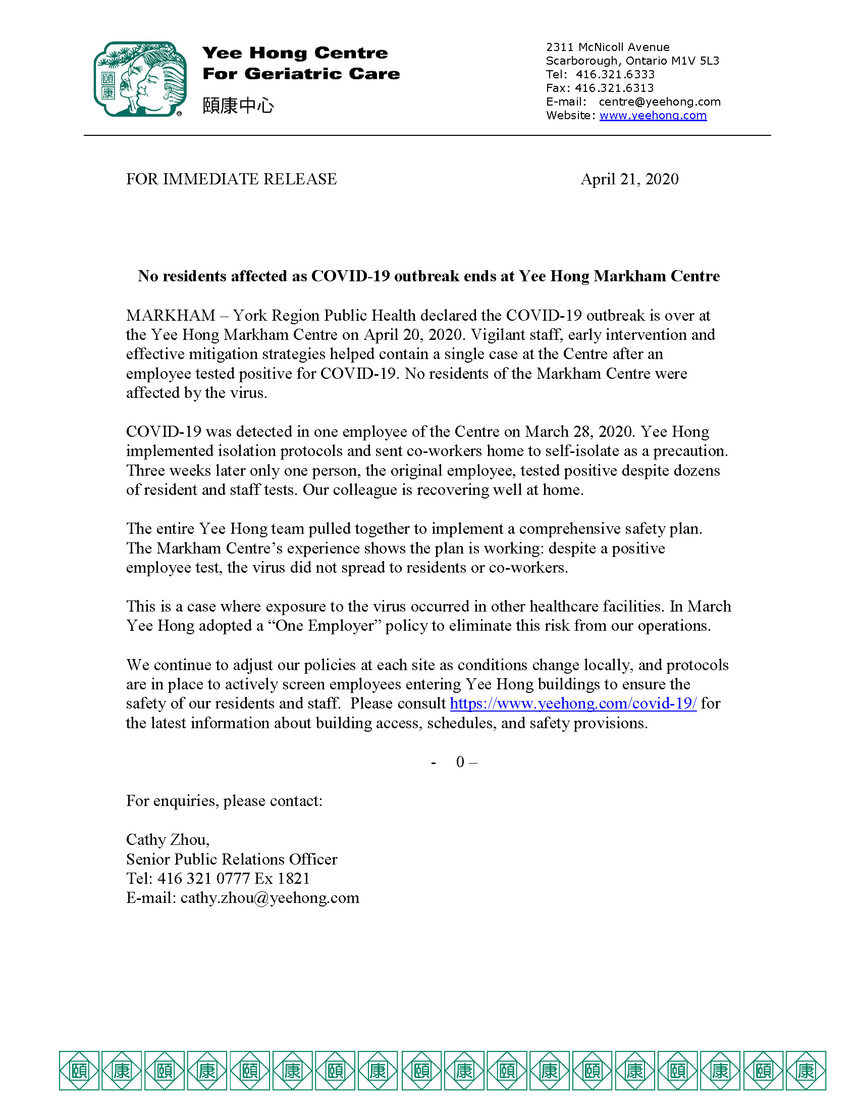 News Release Apr 21, 2020